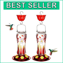 Load image into Gallery viewer, Gold Award 2-Pack Glass Hummingbird Feeders with Ant Moat &amp; Leak Proof Design