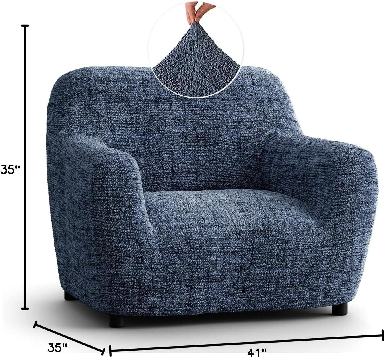 Vittoria Blue Stretch Armchair Slipcover – Soft, Washable Furniture Protector