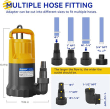 Load image into Gallery viewer, Portable 1HP Thermoplastic Sump Pump - 4345 GPH for Efficient Water Transfer