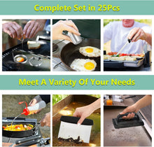 Load image into Gallery viewer, Stainless Steel 25-Piece Griddle Accessories Kit for Effortless BBQ Cooking