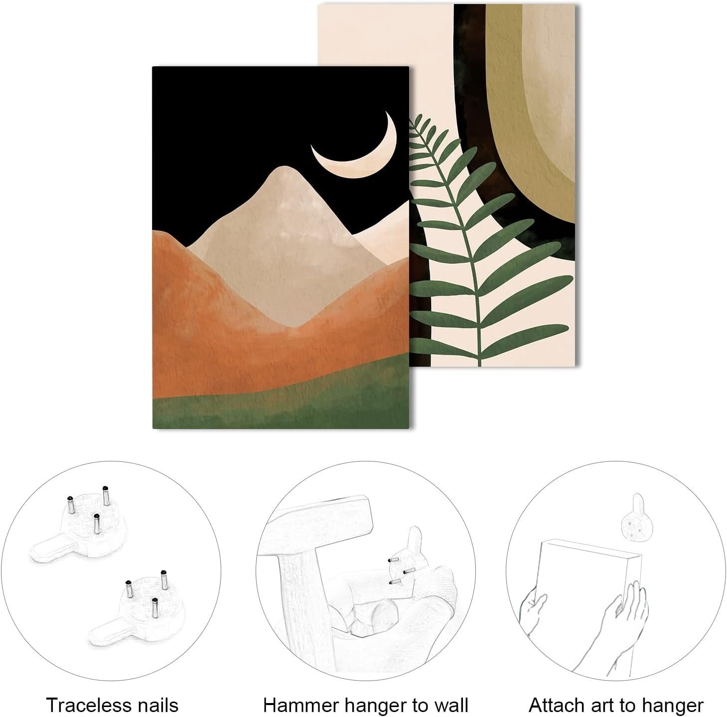 Elegant Bohemian 3-Piece Canvas Art Set - 16" x 24" Mid Century Abstract Prints