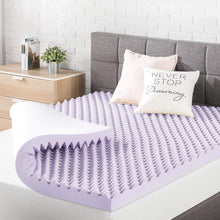 Load image into Gallery viewer, Full Size Egg Crate Memory Foam Topper - Soft Lavender Infusion for Comfort