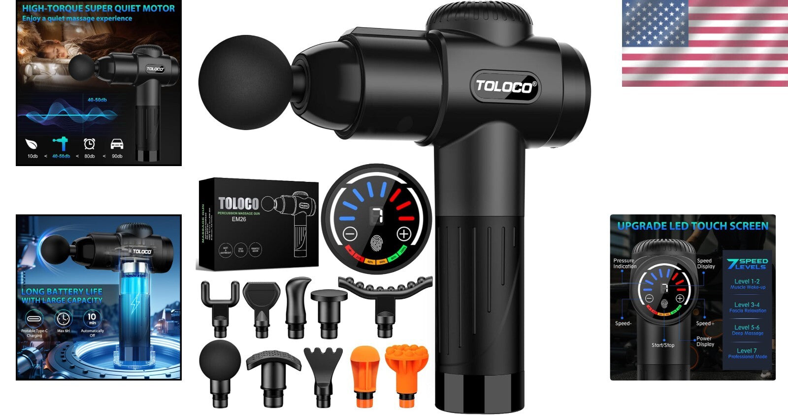 Cordless Percussion Massager with LED Screen & Quieter Operation for Athletes