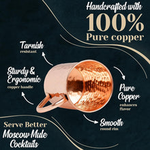 Load image into Gallery viewer, 4 Pack Copper Moscow Mule Mugs with Artisan Wooden Coasters - Perfect Gift
