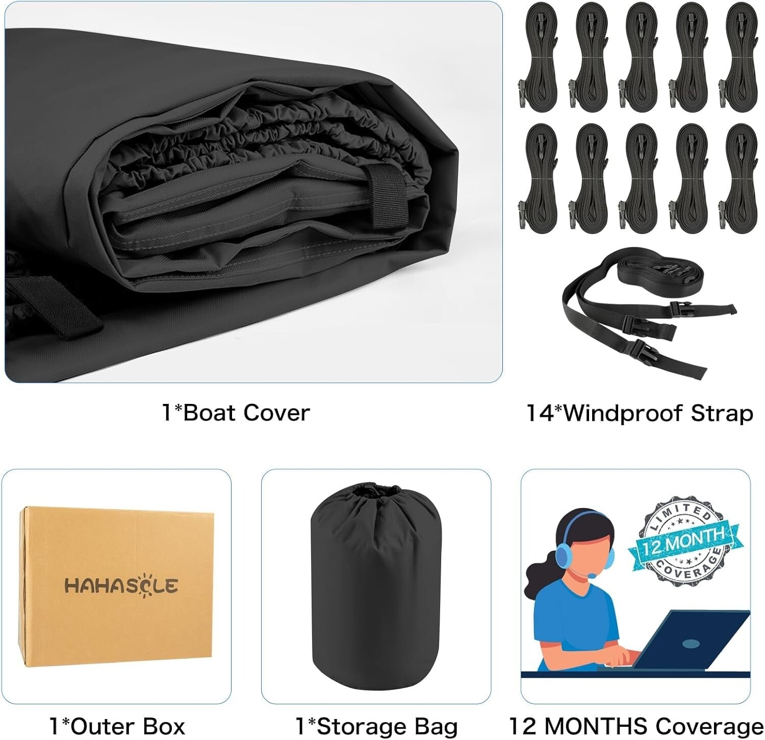 Ultimate Heavy Duty Boat Cover 23-24ft - UV and Waterproof Protection Included