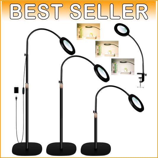 Adjustable 10X Magnifying Glass with Stepless Dimming LED for Seamless Crafting