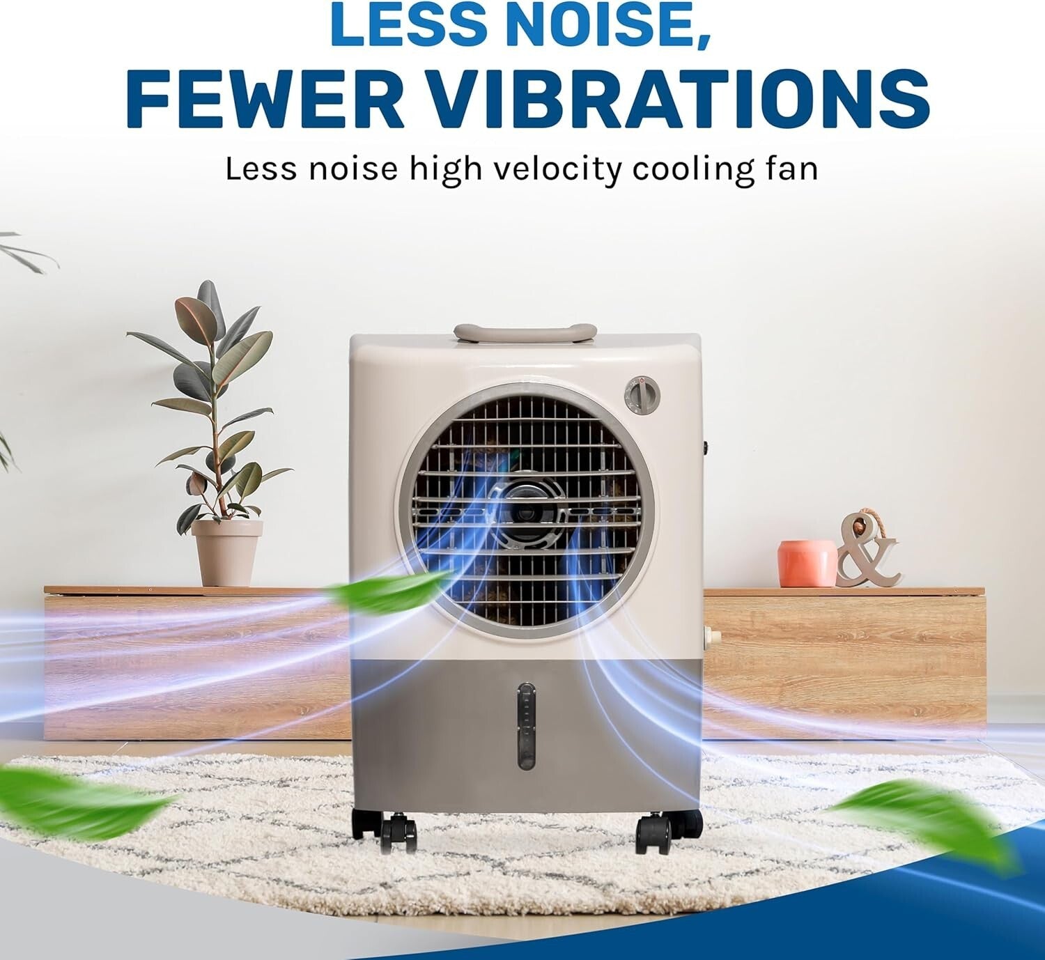 Efficient 1300 CFM Evaporative Air Cooler - 2-Speed Fan for 500 Sq. Ft. Areas