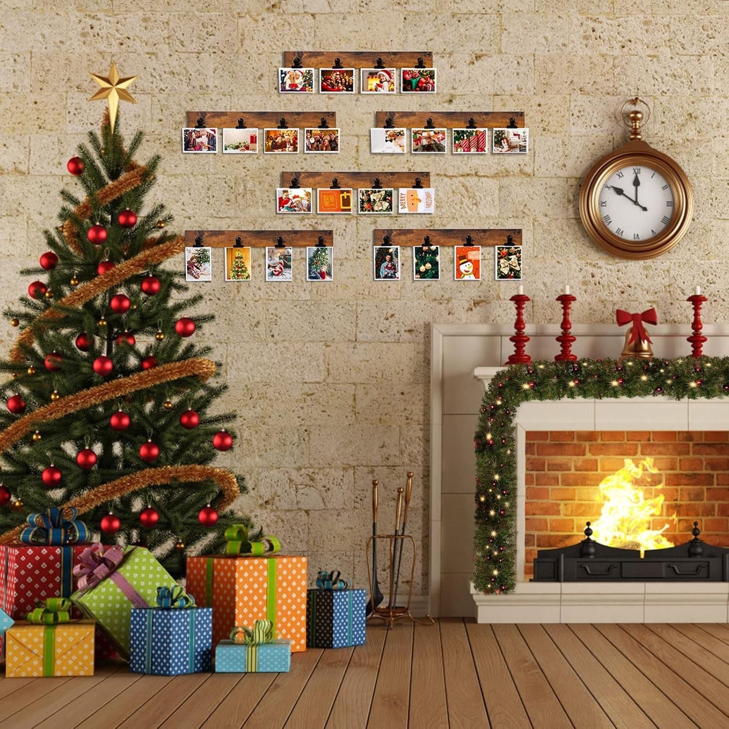 Versatile 17" Wall-Mount Photo Frame with 24 Clips - Organize Your Memories