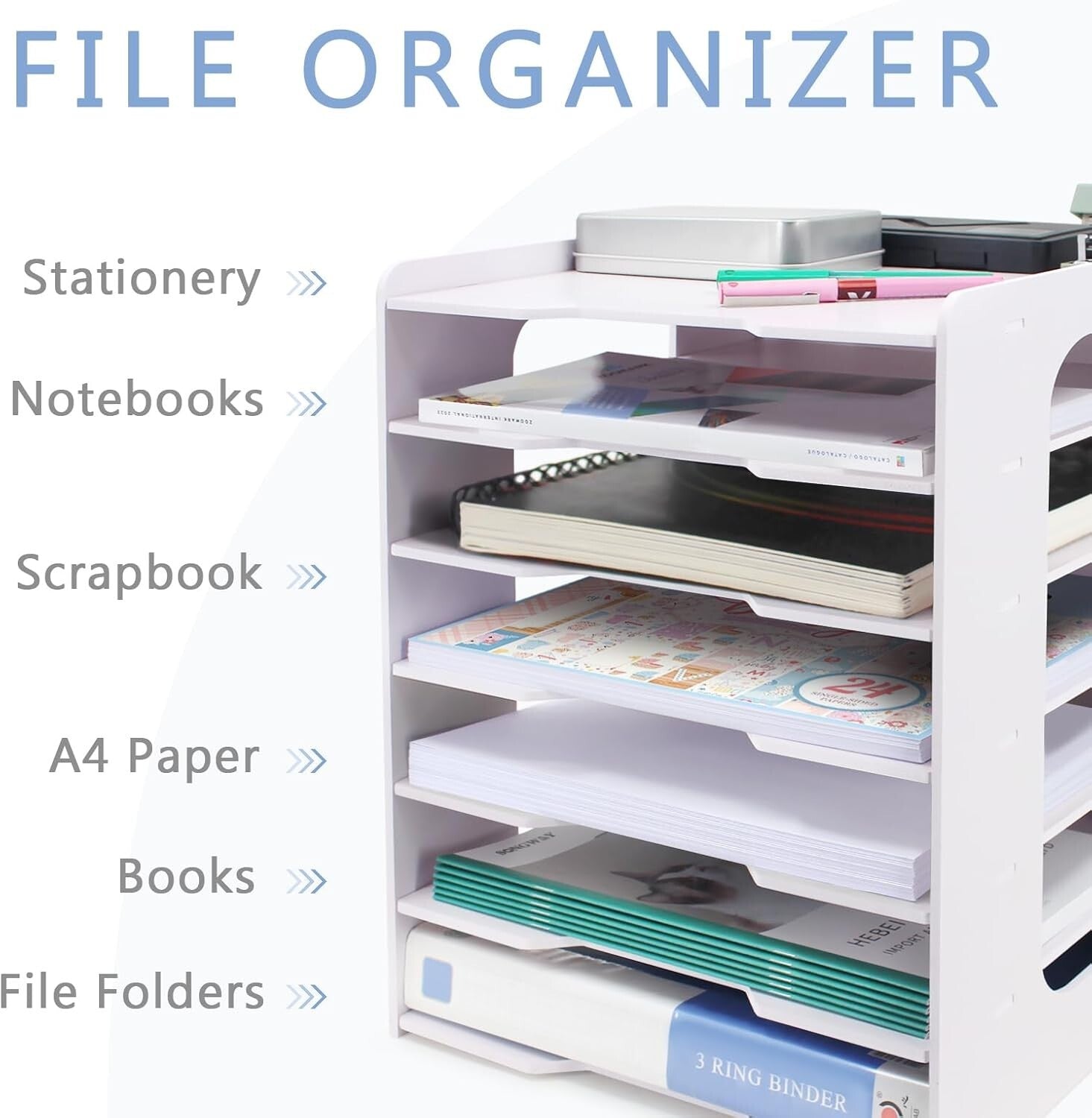 Durable 7-Tier Paper Organizer for 12x12 Scrapbook Supplies - Easy Assembly