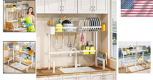 Load image into Gallery viewer, Elegant White Over Sink Dish Drying Rack - Rust Resistant, Space Saving Design