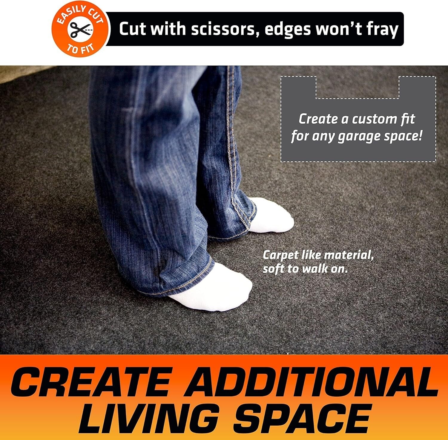 Durable Charcoal Garage Floor Mat 17' x 7'4" - Transforms & Protects Surface