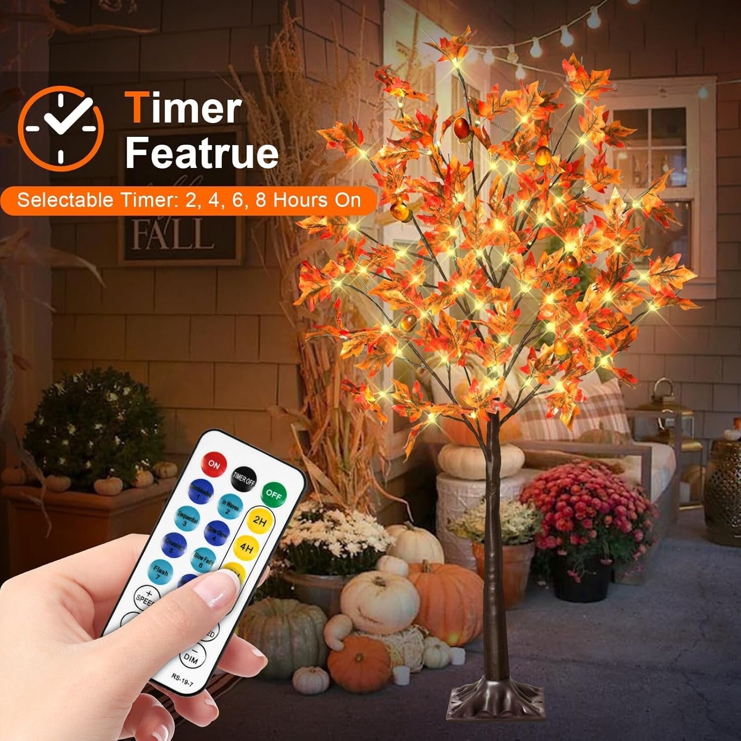 4FT Lighted Maple Trees - 8 Modes, 2 Pack Indoor/Outdoor Thanksgiving Decor