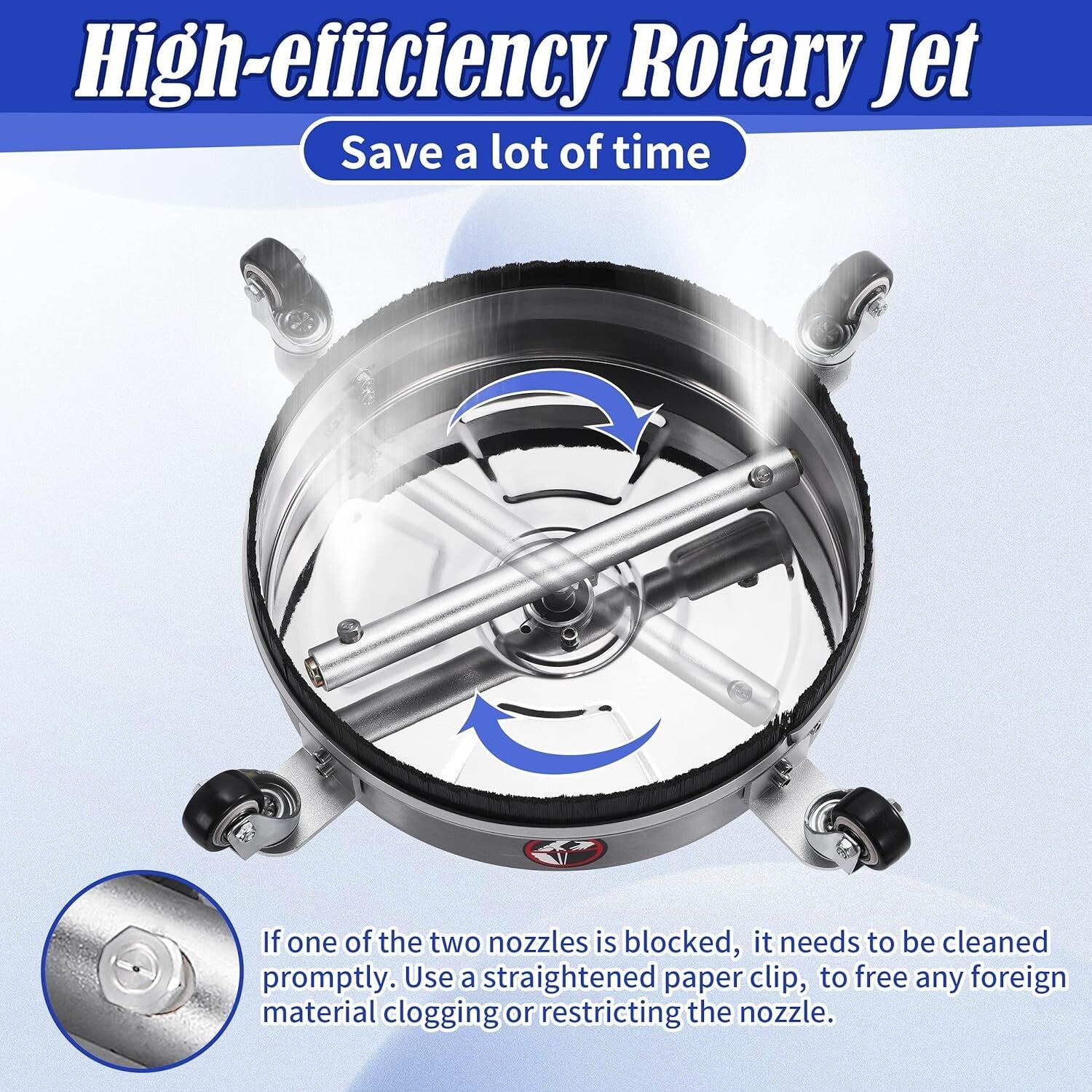 17'' Surface Pressure Washer Cleaner with 4 Wheels & High Flow Rate for Decks