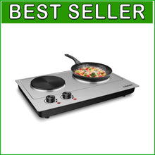 Load image into Gallery viewer, Versatile 1800W Electric Double Cooktop - Portable and Durable for Every Kitchen