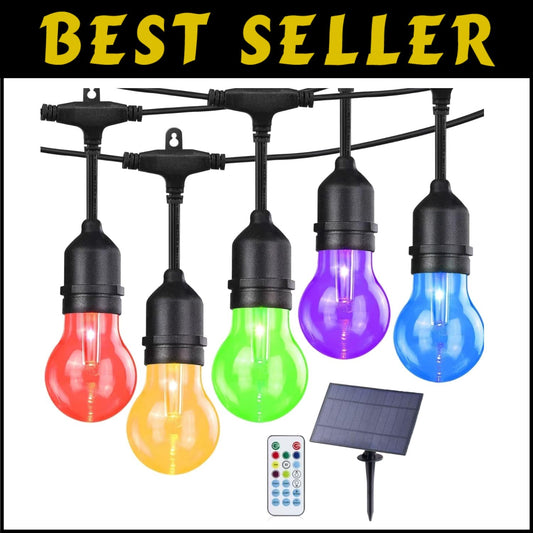 Dynamic Outdoor RGB String Lights - 8 Colors & USB Rechargeable Solar Panel