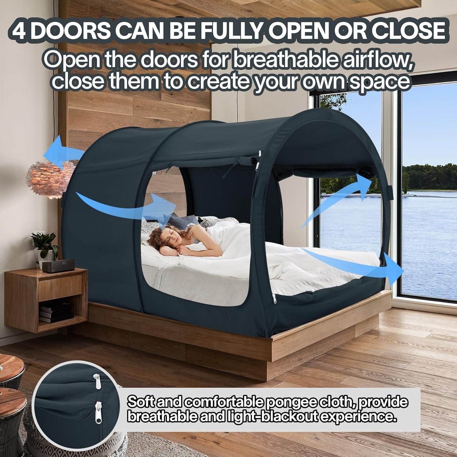 Elegant Indoor Bed Tent with Four Doors - Cozy Privacy Retreat for All Ages