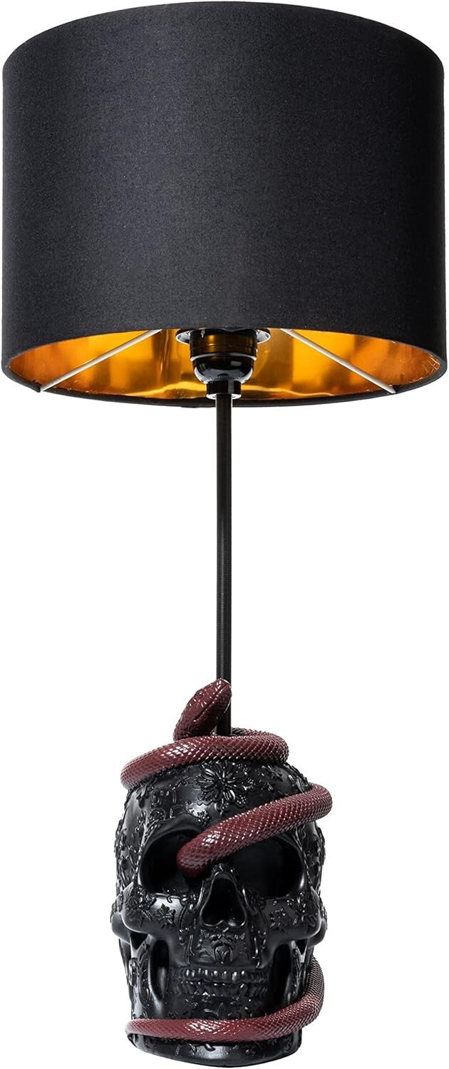 Dark Elegance: 24" Snake Skull Table Lamp with Color Changing Feature