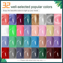 Load image into Gallery viewer, Complete Manicure Set: 32 Gel Nail Polishes &amp; LED Dryer for Home Spa Experience