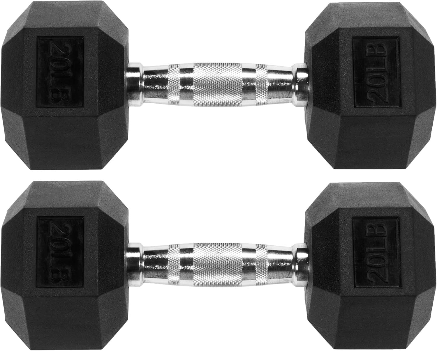 Comfort-Grip 20LB Rubber Hex Dumbbell Pair - Ideal for Full Body Workouts