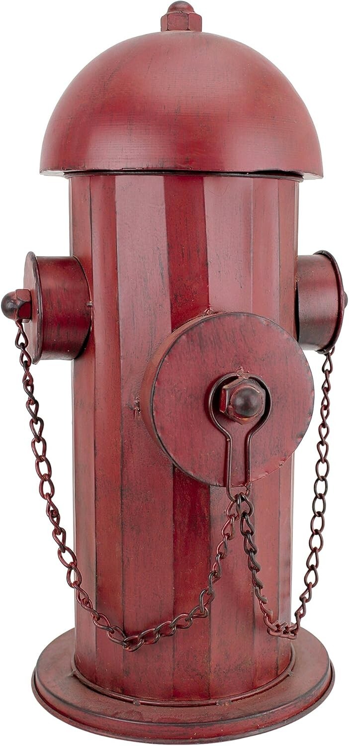 Rustic Red Fire Hydrant Statue - Multi-Functional Puppy Pee Post & Toy Storage
