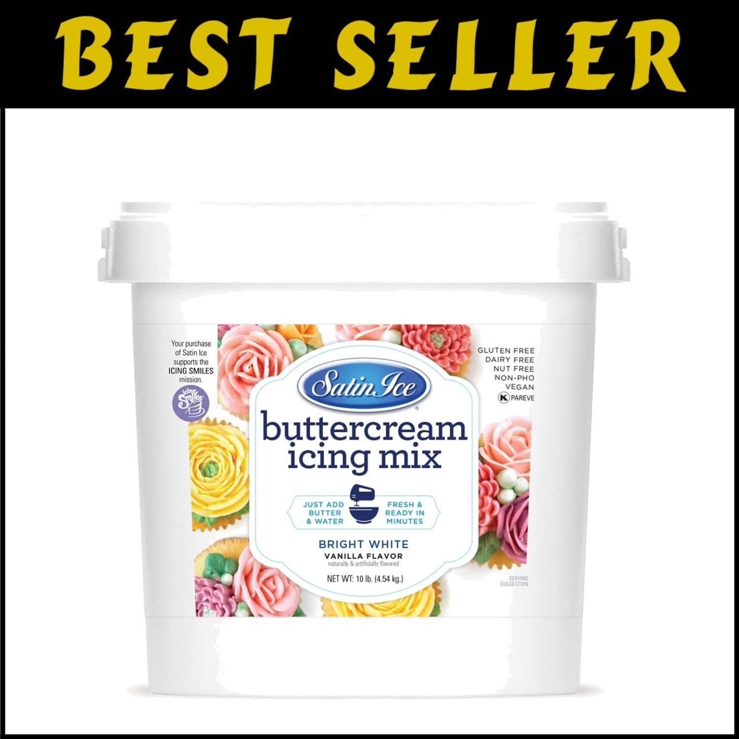 Versatile Buttercream Icing Mix - 10 Pounds of Bright-White, Flavorful Frosting