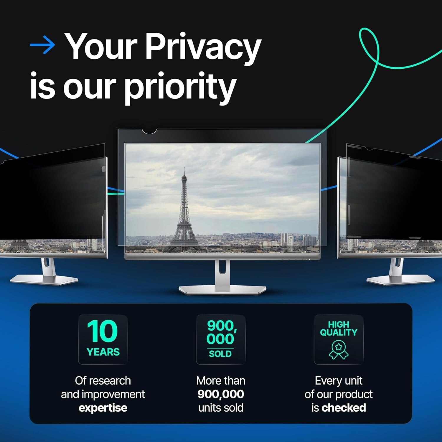 Curved Compatible 32-Inch Monitor Privacy Screen - Eye Protection and Comfort