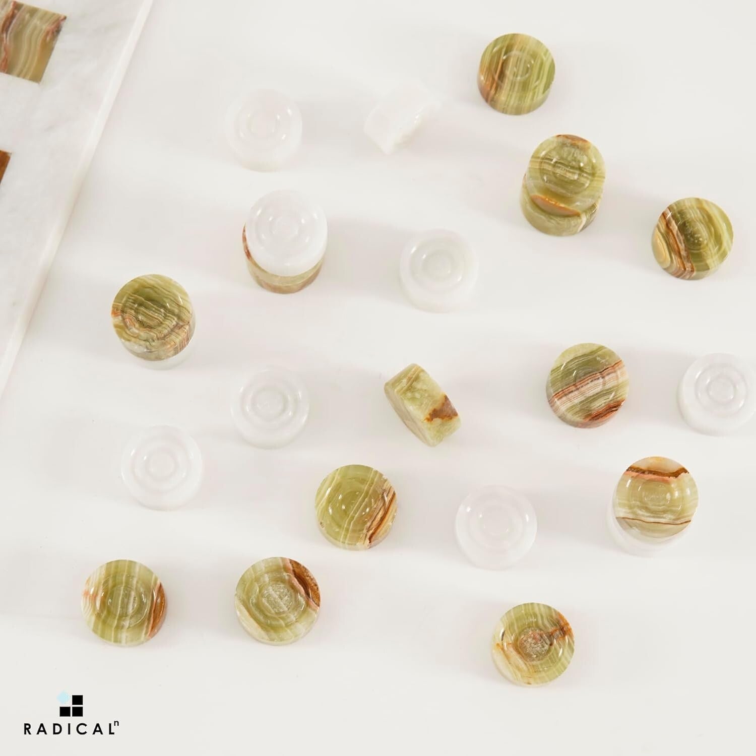Elegant Onyx Marble Checkers Pieces - 1.25'' Handmade Luxury Game Accessories