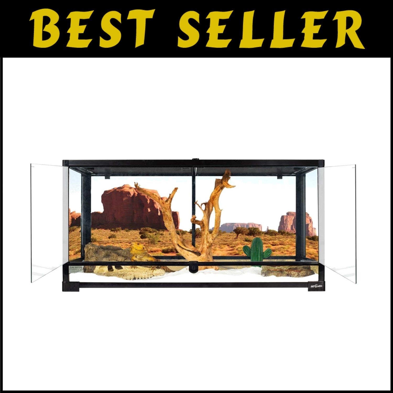 Easy-Access 50-Gallon Reptile Tank with Screen Ventilation & Double Door Design