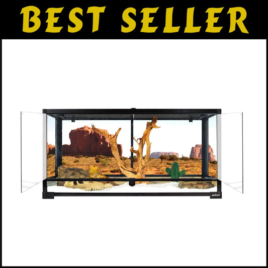 Easy-Access 50-Gallon Reptile Tank with Screen Ventilation & Double Door Design