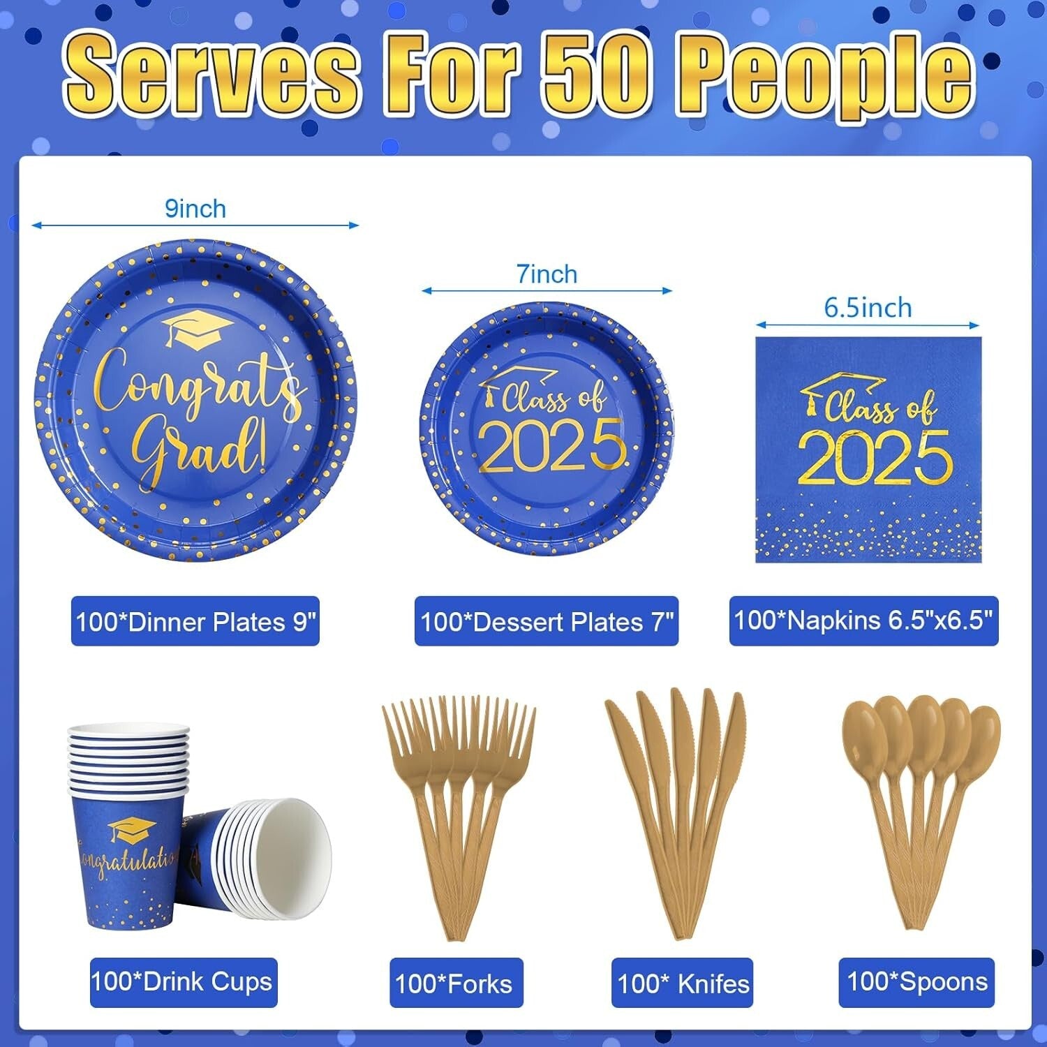 Luxurious Disposable Graduation Tableware Set: 700pcs for Class of 2025 Events