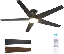 Load image into Gallery viewer, Whisper-Quiet 52-Inch Black Ceiling Fan with Remote and Adjustable Light Feature