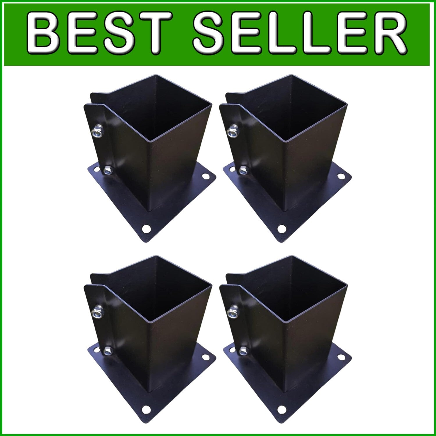 Durable Metal Deck Post Base for 5.5x5.5 Wooden Columns - Black Powder-Coated