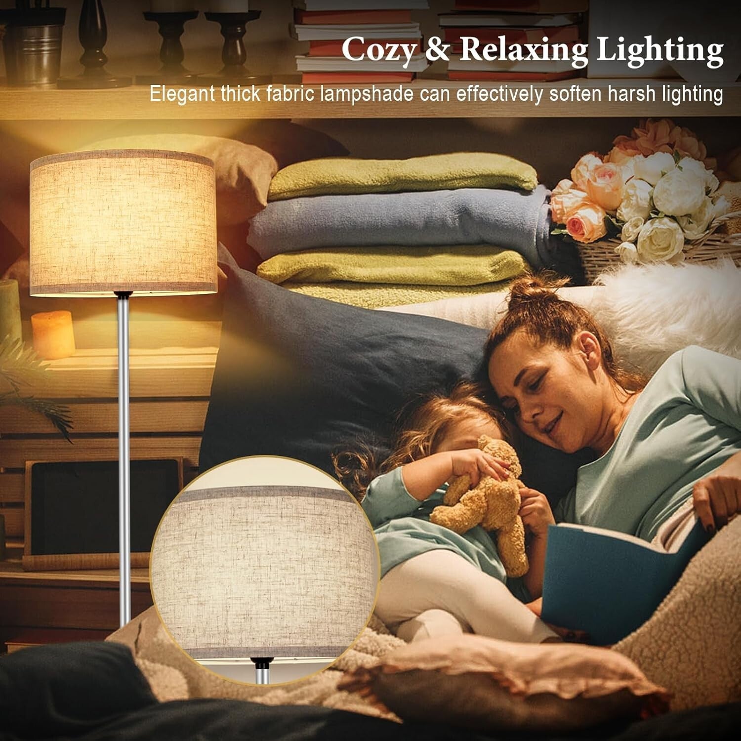 Elegant 65-Inch Floor Lamp with Easy-Control Foot Switch & Adjustable Lighting