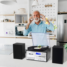 Load image into Gallery viewer, Compact Bluetooth Turntable &amp; AM/FM Radio with External Speakers, USB/SD Options