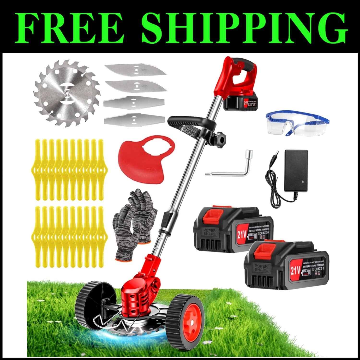 Powerful 21V Cordless Weed Wacker with Adjustable Length - Lightweight Care