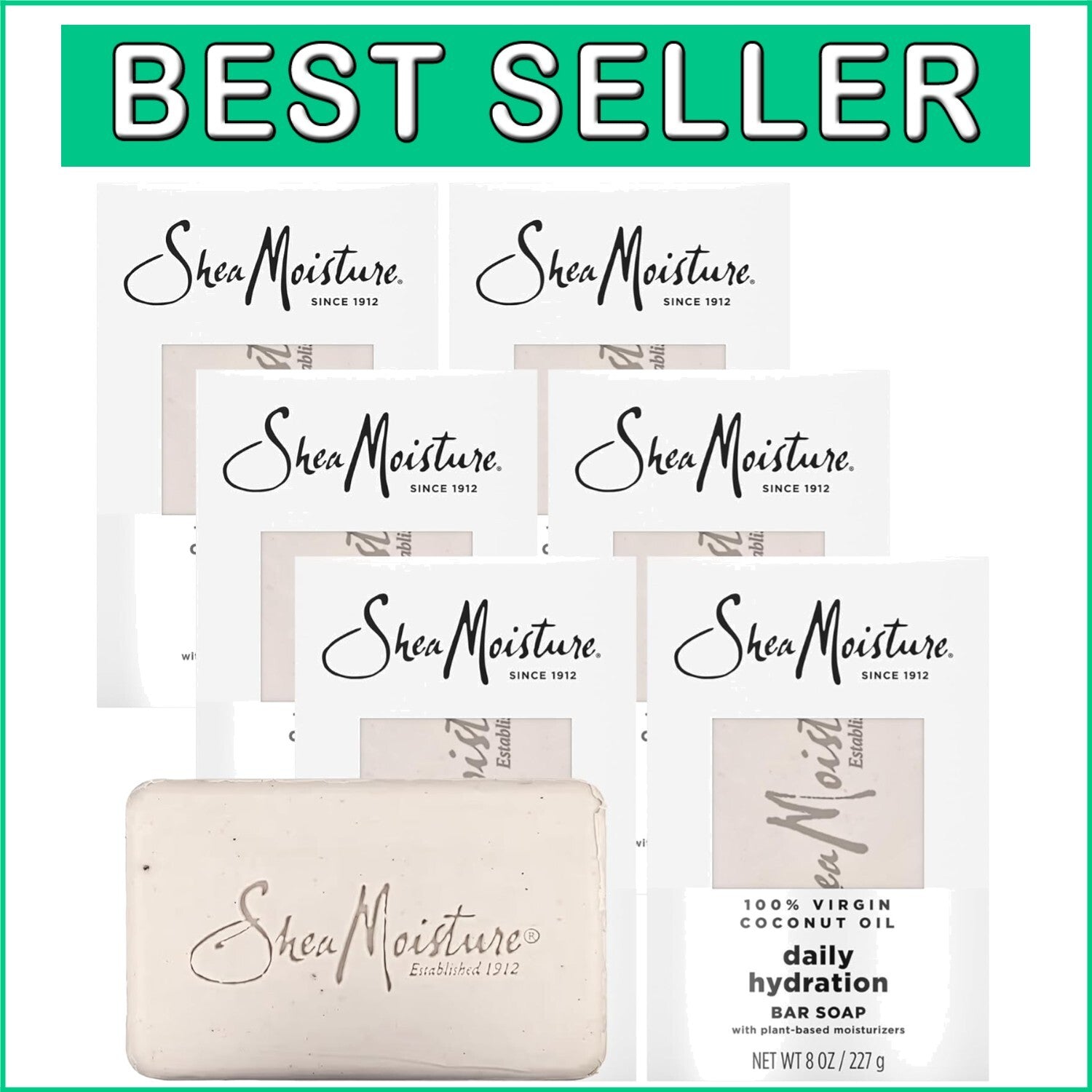 Natural Coconut Oil Soap Bars, 6 Pack - Nourishing Shea Butter & Acacia Senegal