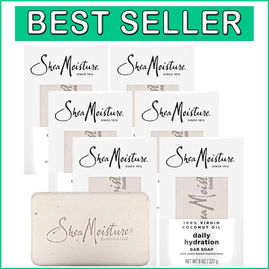 Natural Coconut Oil Soap Bars, 6 Pack - Nourishing Shea Butter & Acacia Senegal