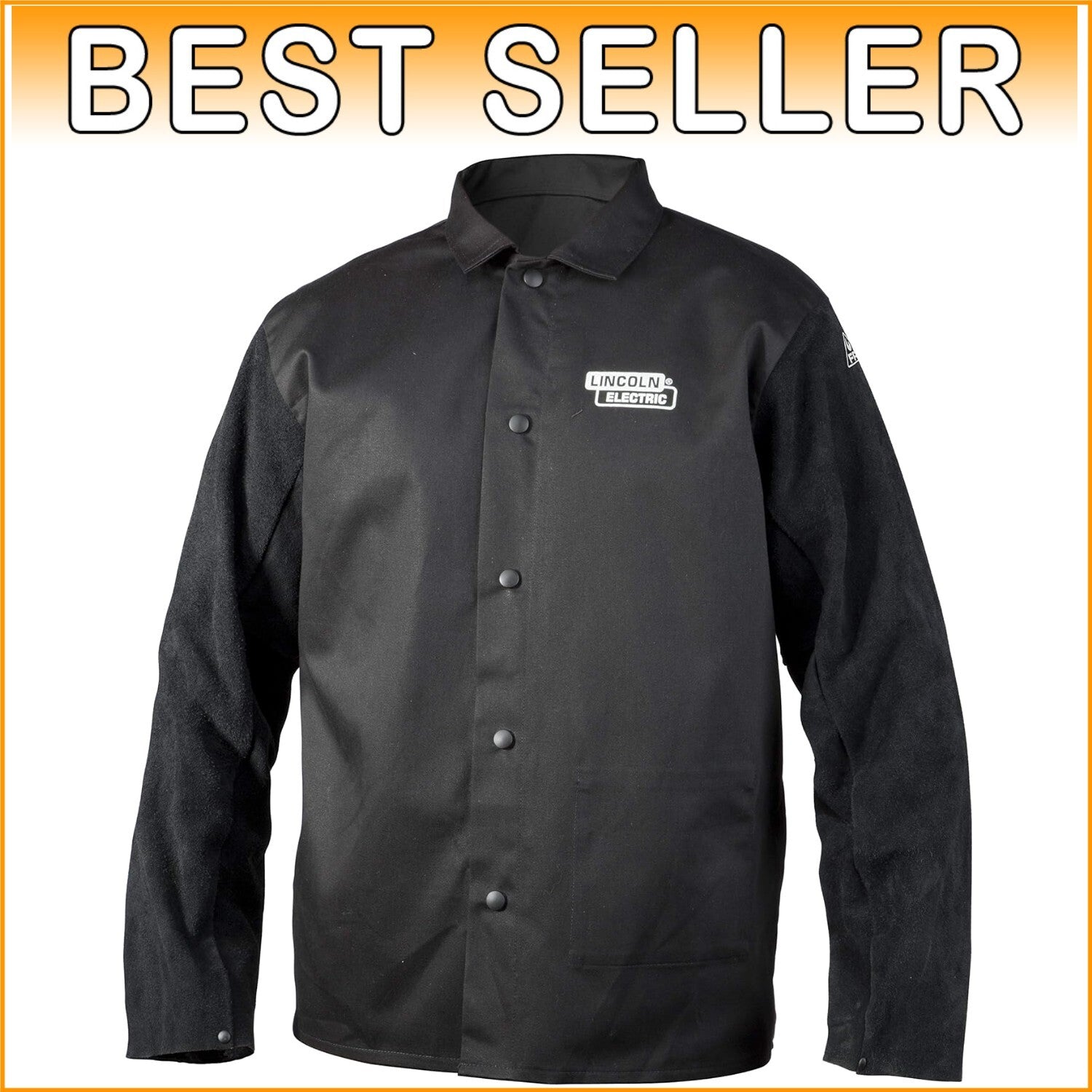 Durable Unisex Leather Sleeved Welding Jacket - X-Large Black Flame-Resistant