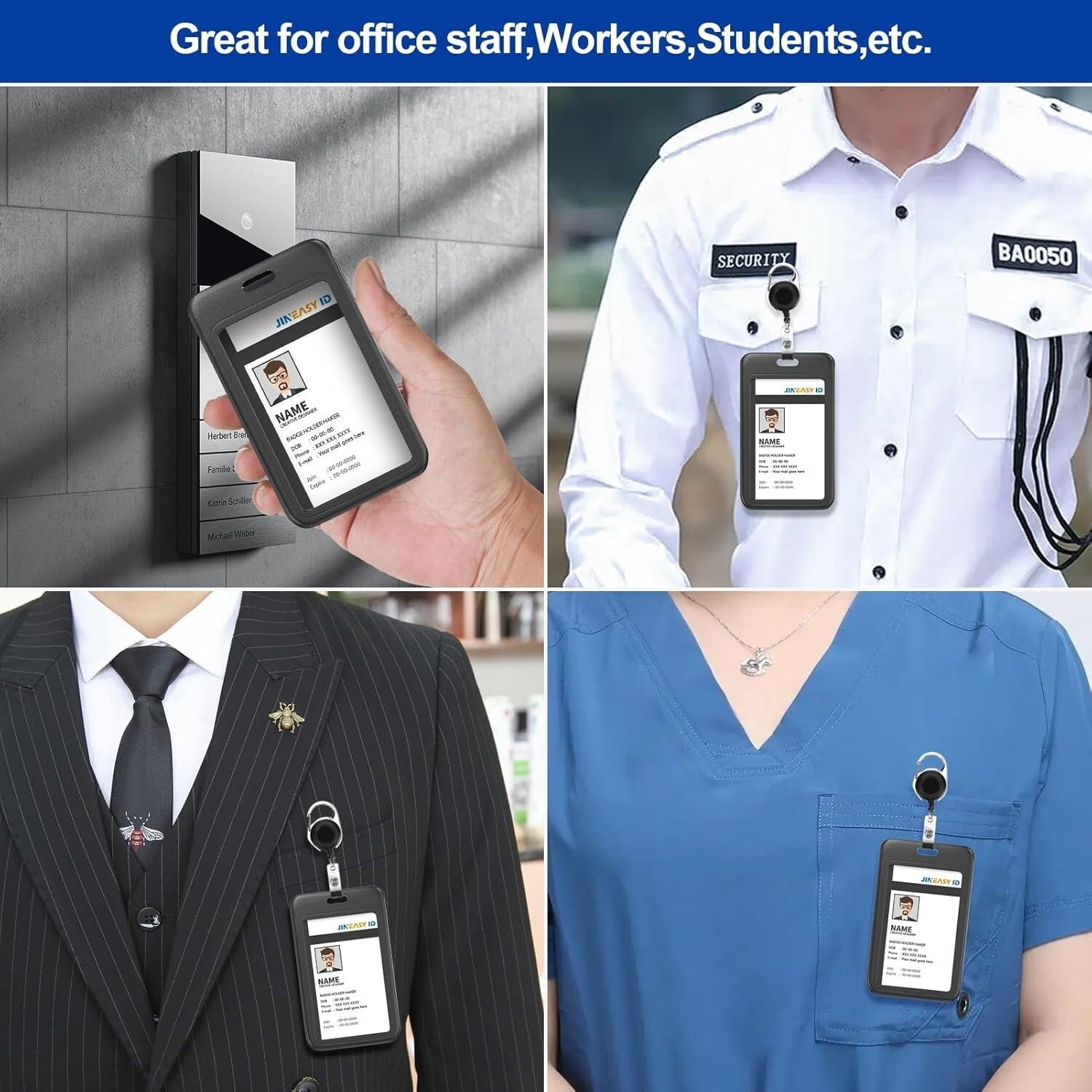 Durable Black ID Badge Holders, 50 Pack - Perfect for Events & Conferences