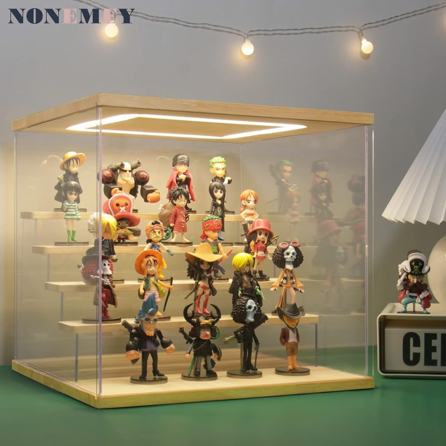 Clear Acrylic Collector's Showcase with LED Light – 12.4 inches, 5-Tier Design