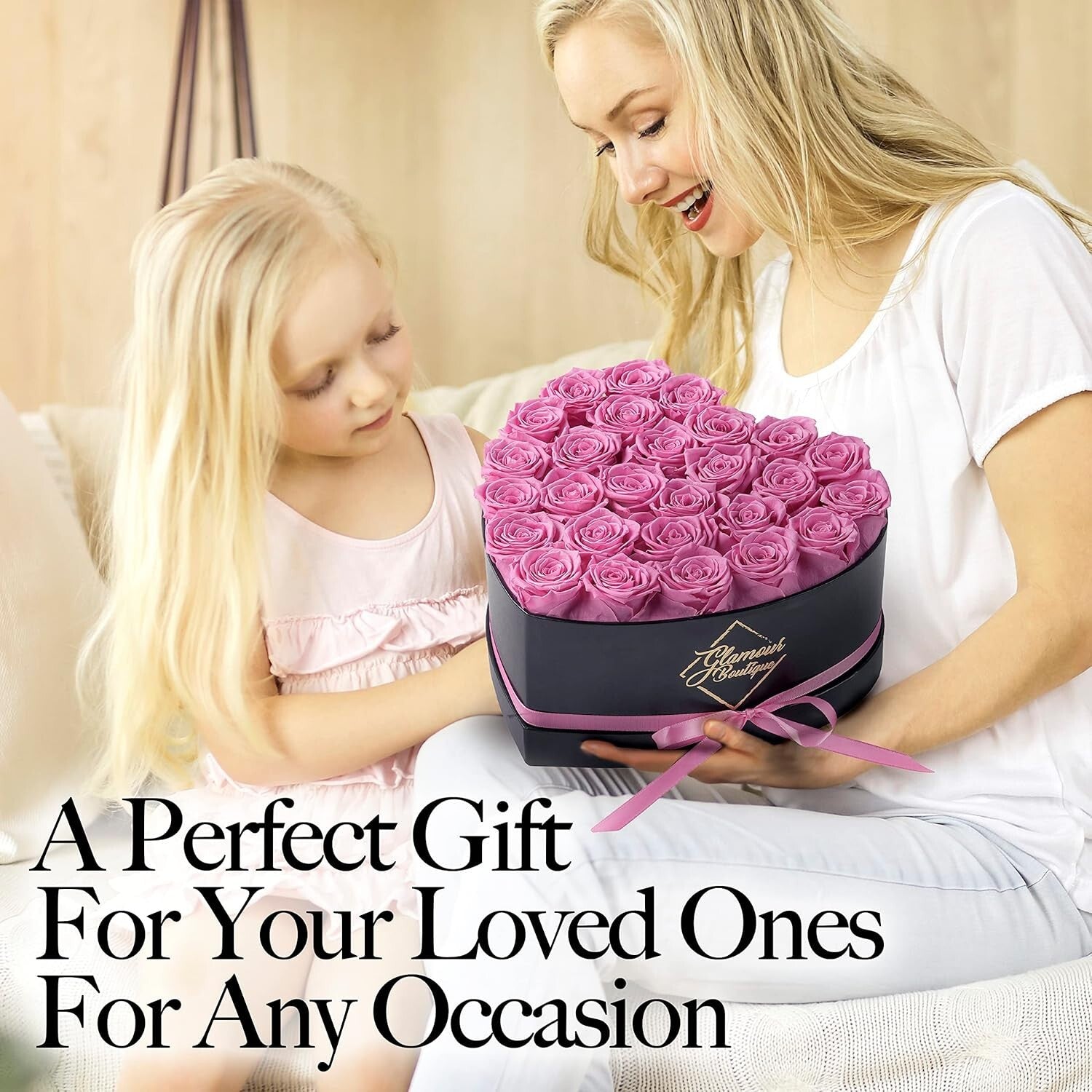 Luxurious 27 Pink Roses Forever Gift in Heart-Shaped Box - Stunning Home Decor