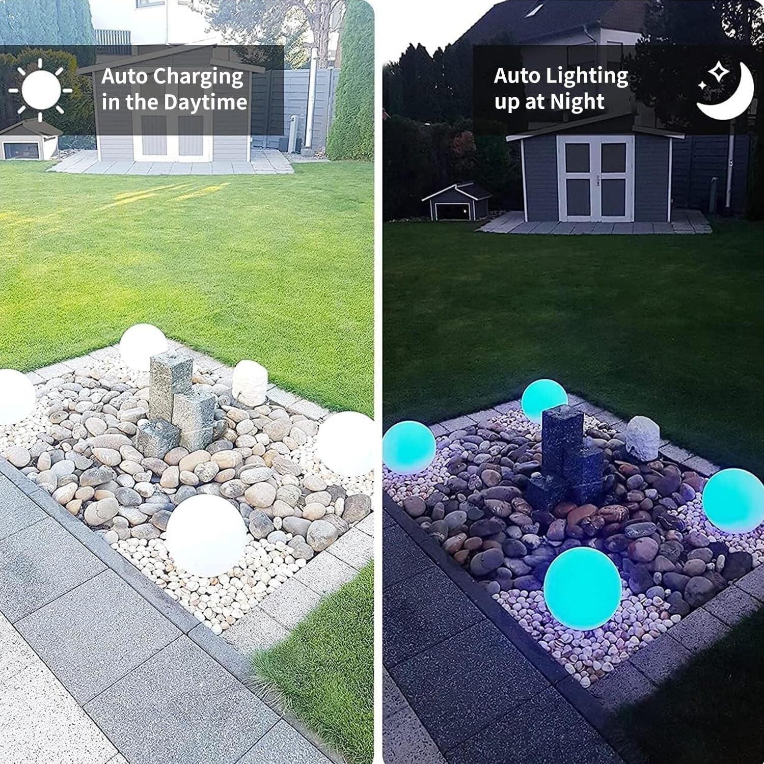 12-Inch RGB Color Changing Solar Globe Light - IP67 Waterproof Outdoor Elegance