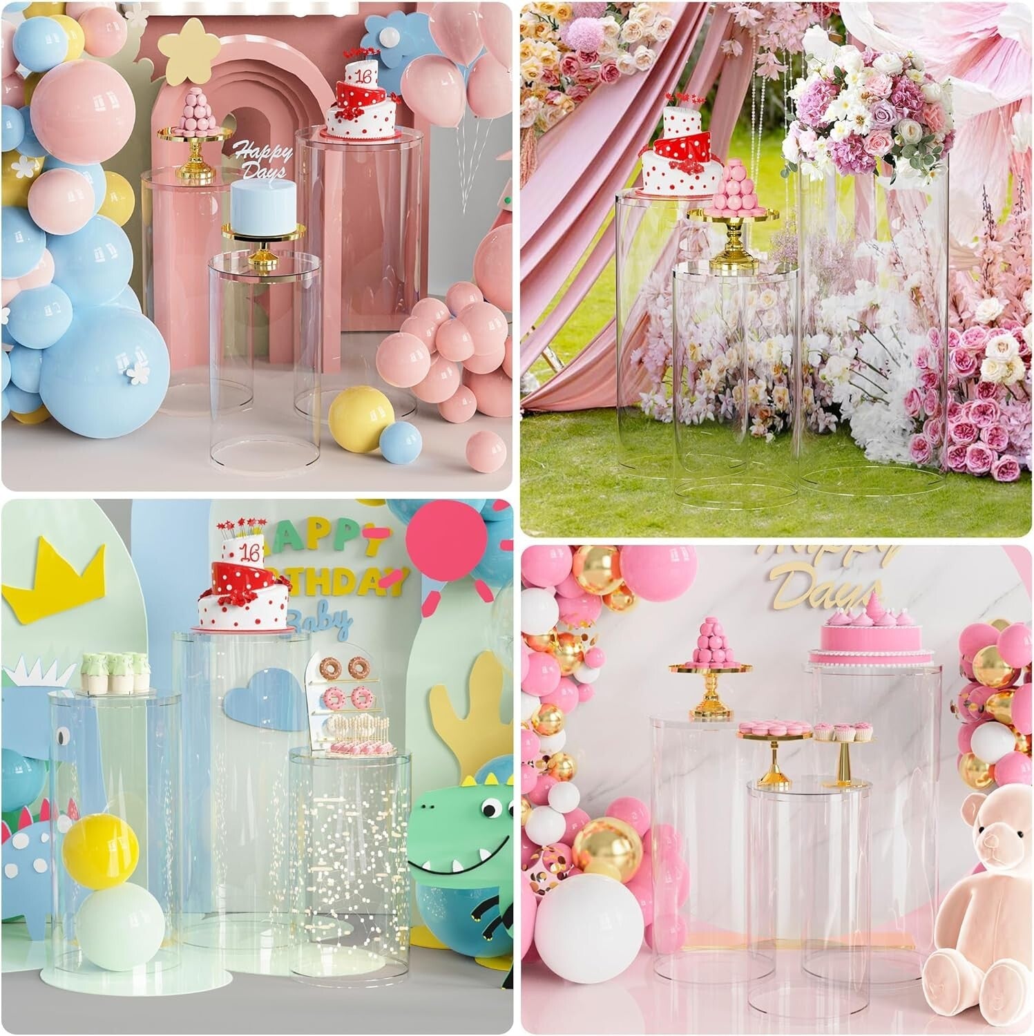 Lightweight Stackable Cylinder Pedestal Stands - Wedding Decor Essentials