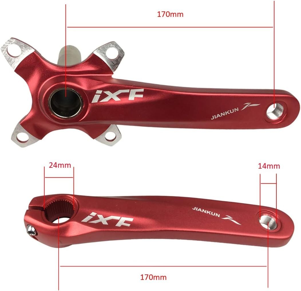 Aluminum Alloy 170mm Crank Set for Mountain & Road Bikes - Incl. Bolts & Bracket