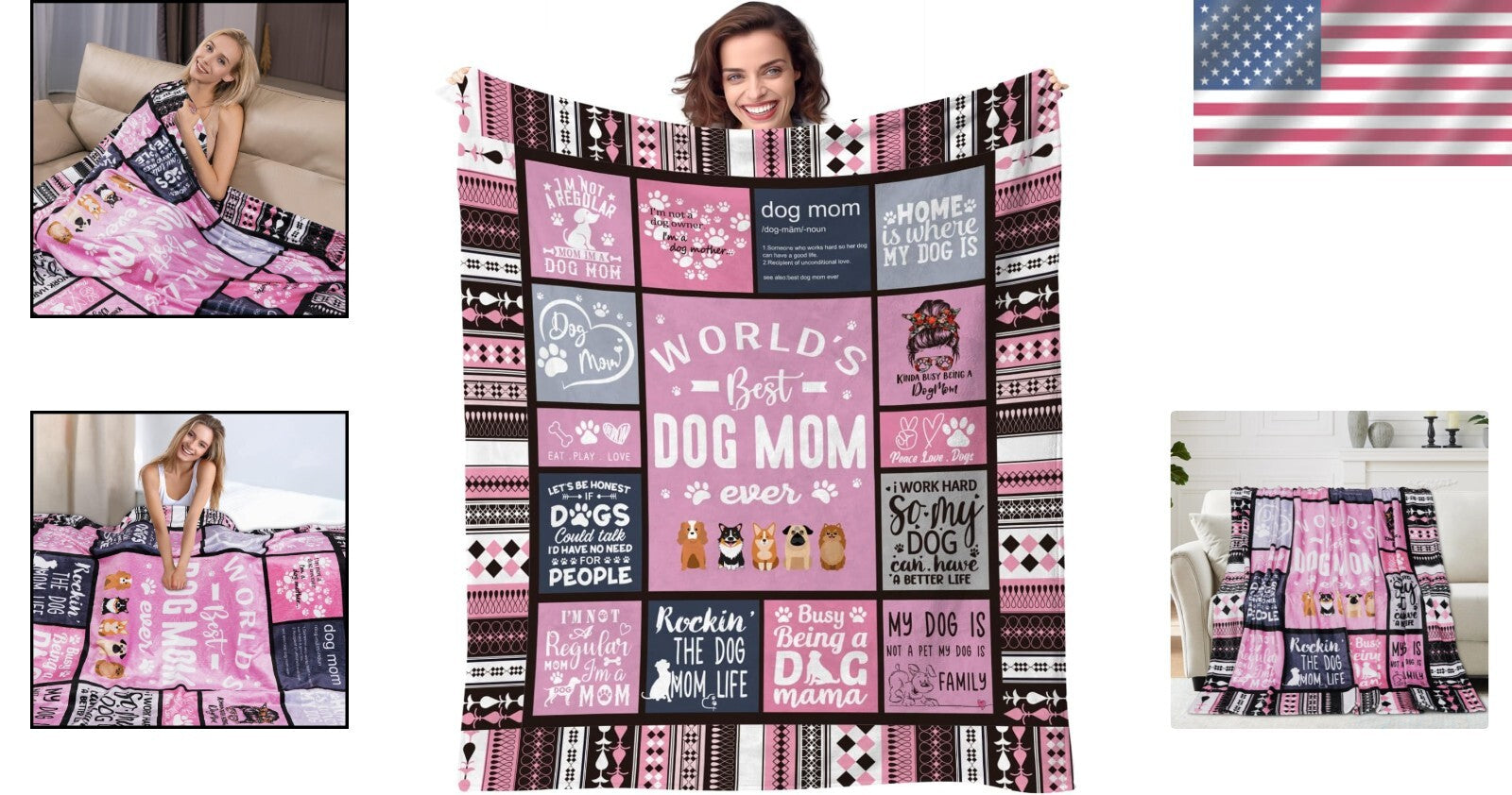 Luxurious Dog Mom Blanket - Lightweight Cartoon Throw for Dog Lovers