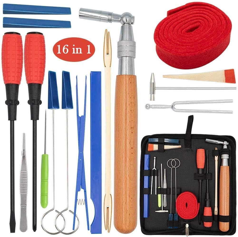 16-Piece Professional Piano Tuning Kit with Toolbox for Grand & Upright Pianos