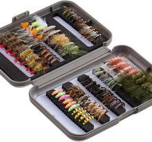 Load image into Gallery viewer, 76 Premium Trout Flies with Chemically Sharpened Hooks – Ultimate Fishing Kit