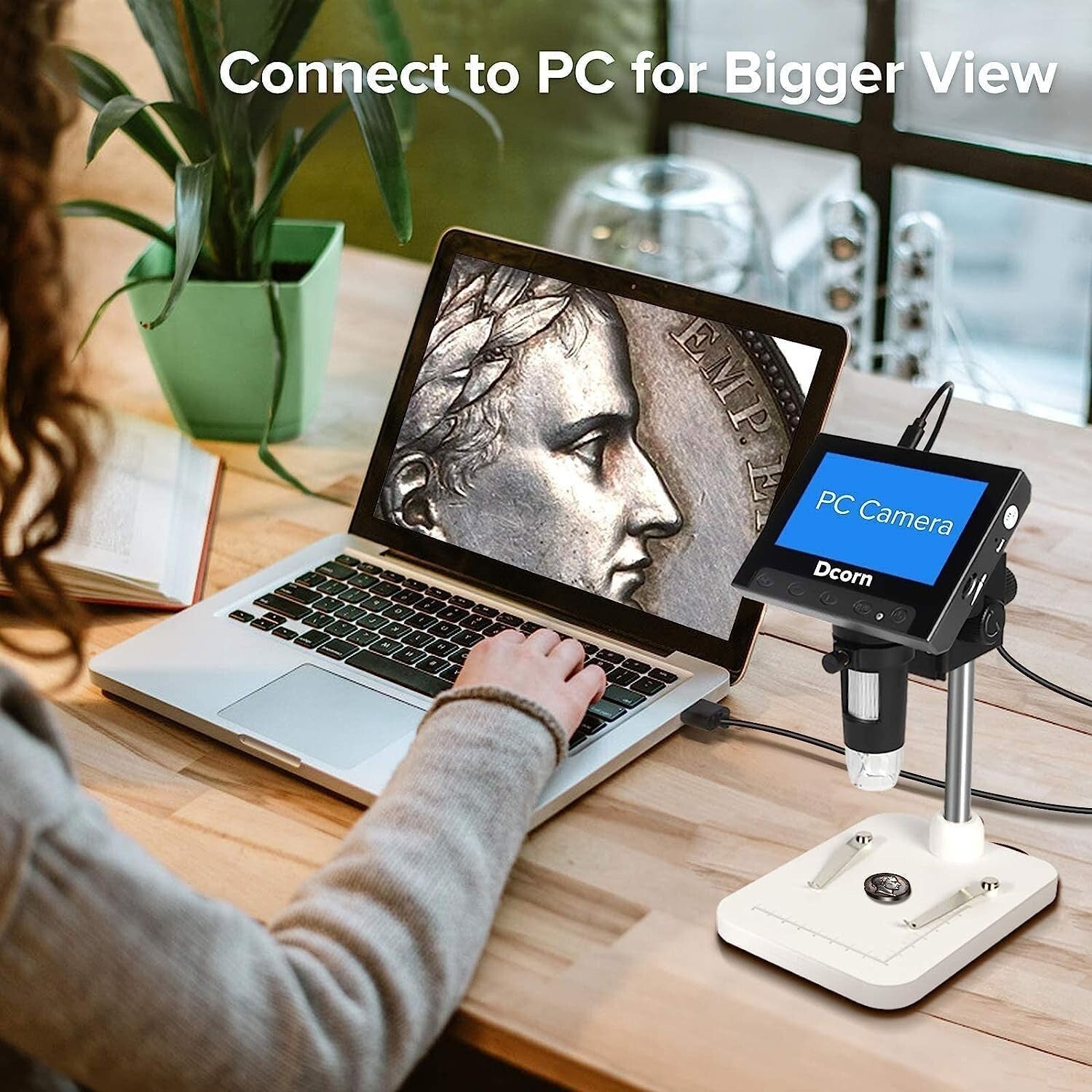 10X-1000X Digital Microscope with 4.3" LCD for Coin Collection & Observation