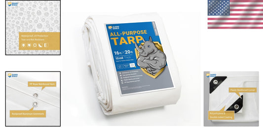 All-Purpose 16x20ft Waterproof Poly Tarp - Durable & UV Resistant 10mil Cover