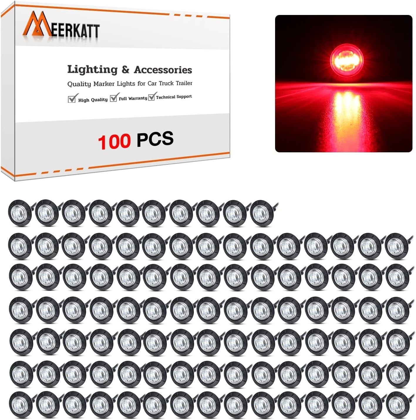 Durable 3/4 Inch LED Clearance Lights - Red & Clear Lens for Trucks/Trailers